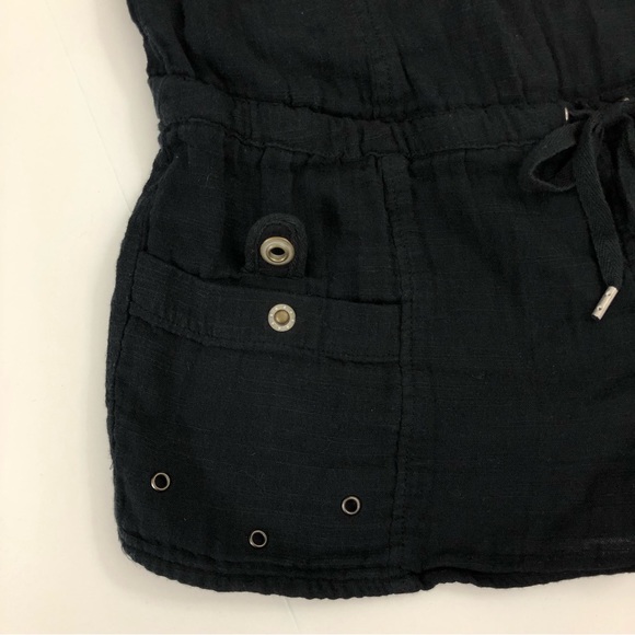 Guess Black Romper Spaghetti Strap Button Front Pocketed One Piece - Picture 8 of 16